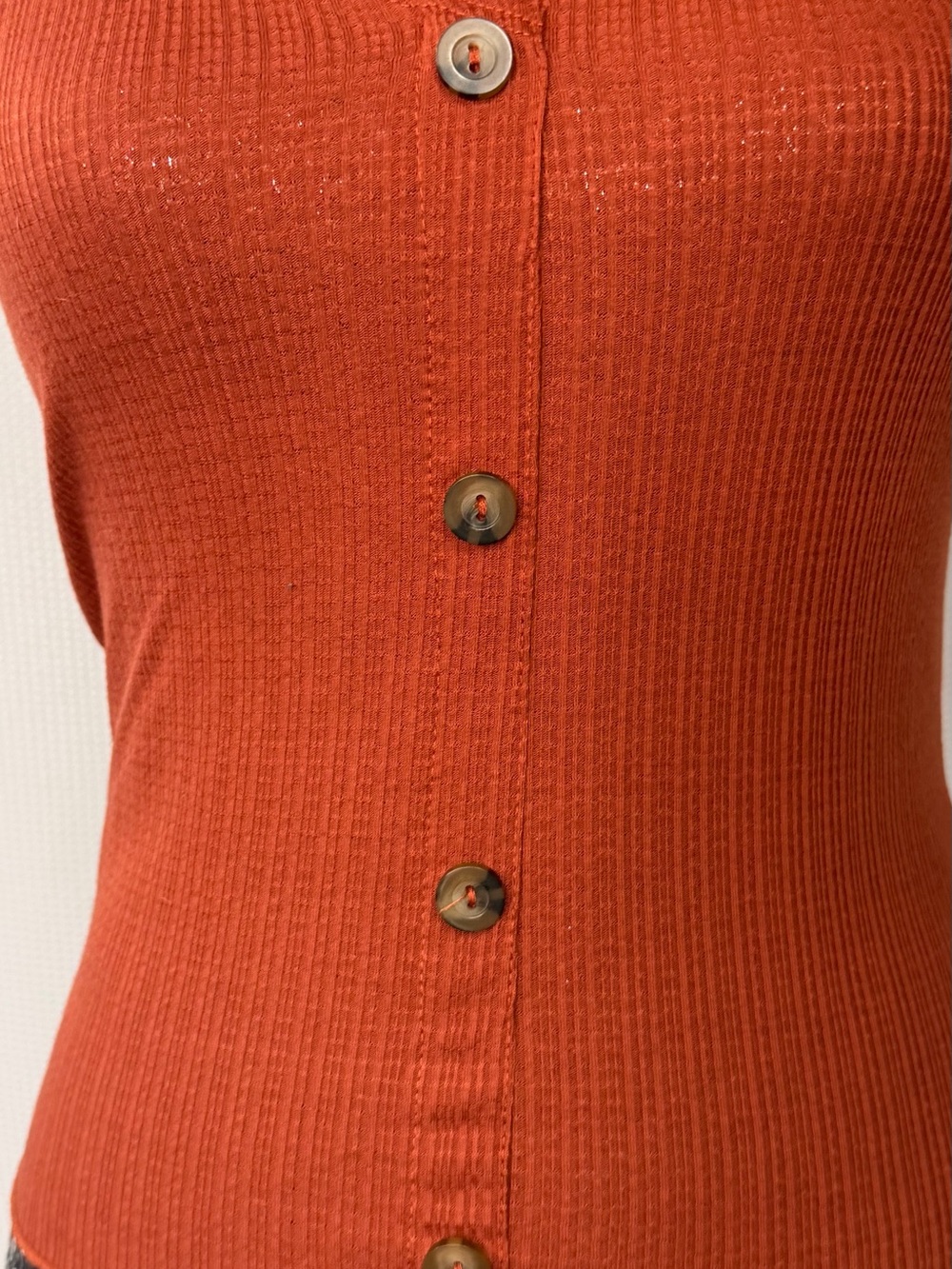 Caution To The Wind Ribbed Button-Front Tank Top in Rust - Picture 3 of 11